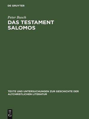 cover image of Das Testament Salomos